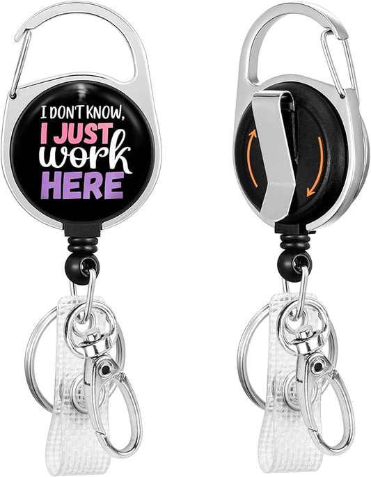 Gctriki Funny Badge Reel Retractable Heavy Duty with 360° Swivel Carabiner Clip, Fun ID Badge Holder Retractable, Cute Nurse Teacher ID Card Holder Keychain Name Badge Clip Nurse Teacher Gifts