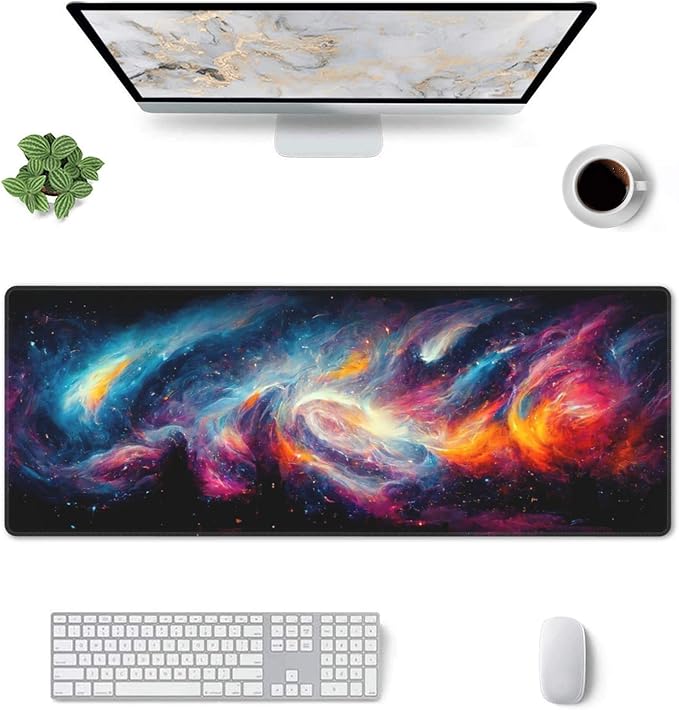 Galaxy Extended Big Mouse Pad Large,XL Gaming Mouse Pad Desk Pad,31.5x11.8inch Long Computer Keyboard Mouse Mat Mousepad with 3mm Non-Slip Base for Home Office Work