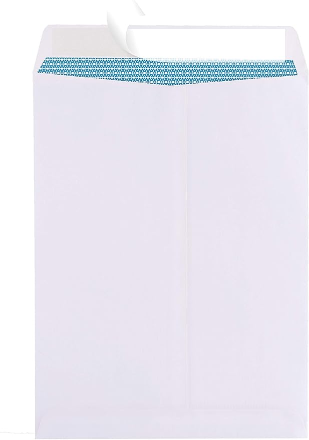 Aimoh 100 10 x 13 Self-Seal Security White Catalog Envelopes - 28lb, 100 Count, Security Tinted, Ultra Strong Quick-Seal, 10x13 inch (39100)