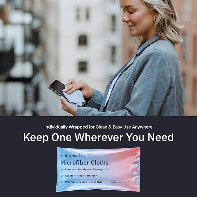 Elite Screens Microfiber Cleaning Cloths 6-Pack - 6×7 in & 12×12 in, Light Blue - Screen & Lens Cleaning Cloths for Eyeglasses & Electronics