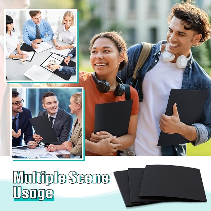 50 Pcs 8.5'' x 11'' Pressboard Report Cover, 3'' Capacity Metal Prong Fastener with Compressor, Letter Size, Presentation Folder to Neatly Bind Report, Proposal Document (Black)