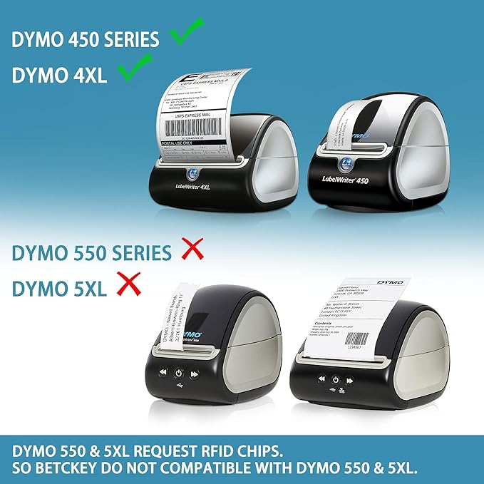 BETCKEY - Compatible DYMO 30252 (1-1/8" x 3-1/2") Address & Barcode Labels - Compatible with DYMO Labelwriter 450, 4XL, NOT Fit 550 & 5XL [10 Rolls/3500 Labels]