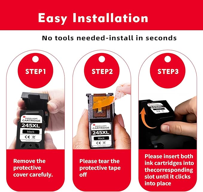 245XL Ink Cartridge Replacement for Canon 245XL Black Ink Cartridges PG-243XL for PG-245 PG-243 High Yield Compatible with Canon MX490 MX492 MG2500 MG2522 MG2525 MG3022 MG2920 TS3100 TS3122 TS3300