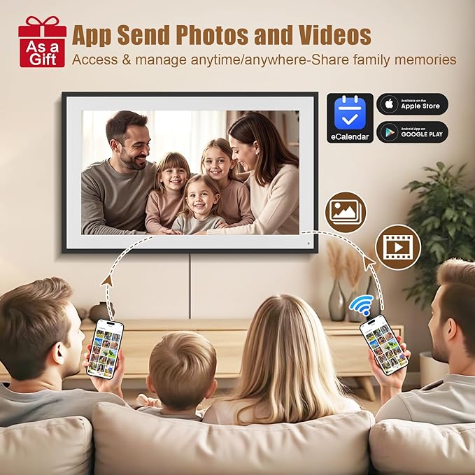 Smart Digital Calendar: 21.5-Inch Electronic Wall Calendars & Chore Chart, Full HD Interactive Touchscreen Display for Family Schedules Planner,Seamless Scheduling/Organizing-Wall/Desk Mountable-Black