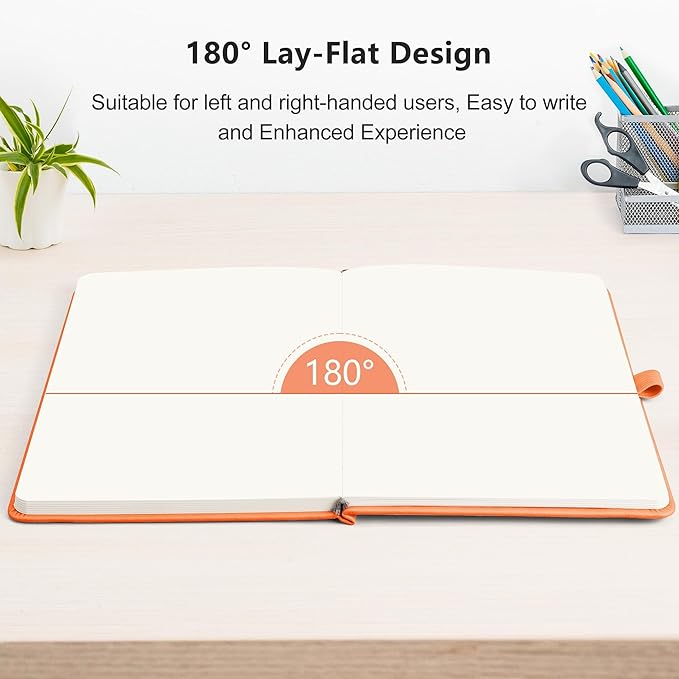 RETTACY Blank Journal Notebook, 192 Pages, A5 Medium Size (5.7'' x 8.3''), Leather Hardcover, 100 GSM Thick Paper, for Sketching, Drawing, Painting (Orange)