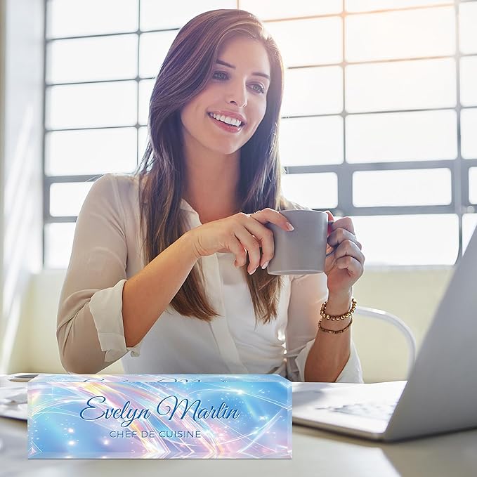 Custom Name Plate for Desk, Personalized Acrylic Office Name Sign with Name & Title, Elegant Desk Decor for Women Men, Employee Appreciation Gift (Dreamy)