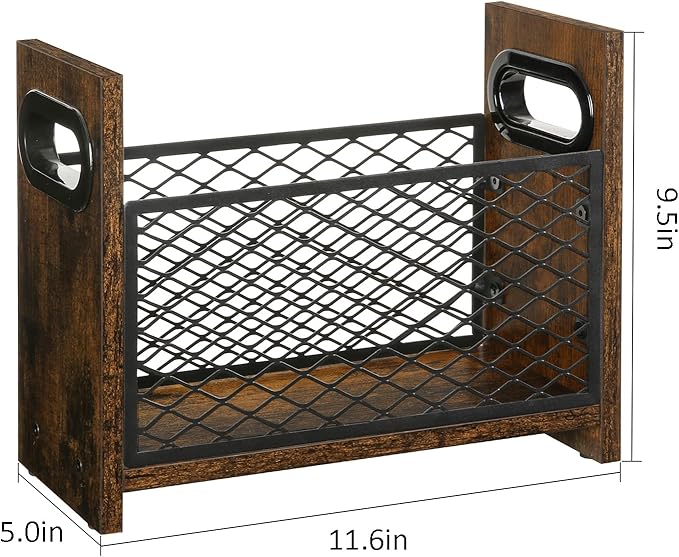 YINMIT Magazine Holder, Magazine Rack for Desktop and Home Office, Farmhouse File Storage Basket for Letters, Magazines, Books, Newspapers (Small)