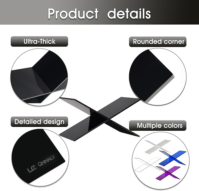 Large Clear Acrylic Book Stand - Perfect for Displaying Open Books on Your Coffee Table - Ideal for Bibles, Cookbooks, Guestbooks, Magazines, Each with a Lucite Paperweight (Black)