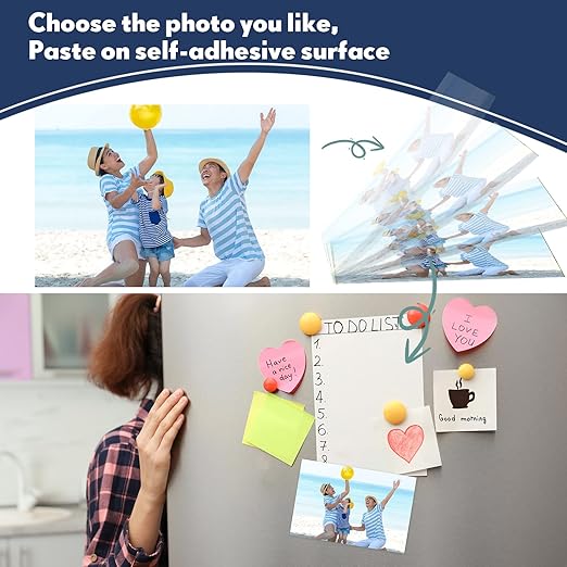 Macarrie 4 x 6 Adhesive Magnetic Sheets with Adhesive Backing Cuttable Magnetic Paper Stickers Flexible Peel and Stick for Picture Crafts Die Storage Photos(150 Pcs)