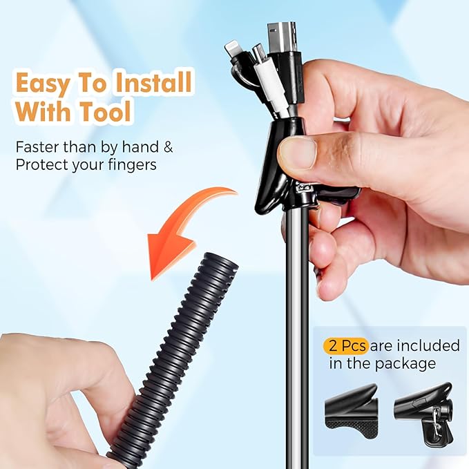 Automotive Wire Loom Flame Retardant Split Wire Loom Tubing Assortment Wiring Loom Kit Plastic Cover Electrical Covering Conduit Protective Wire Wrap Cable Sleeves Black 1/4", 1/2", 3/8" x 30 Ft