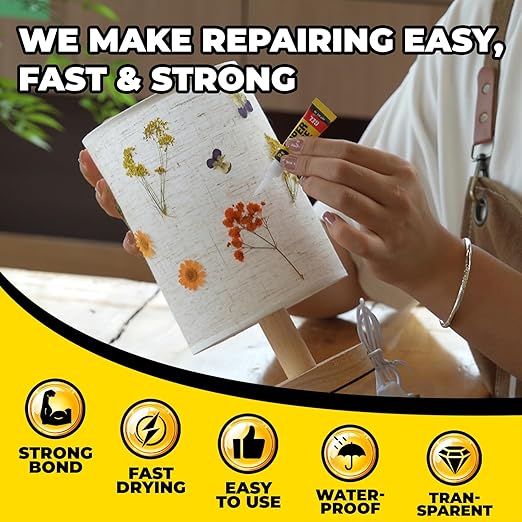 Super Glue Gel 12x3g CA Glue, Clear Cyanoacrylate Adhesive Single Use for Shoe Sole Repair Ceramic Plastic Model Metal Wood Aquarium Leather Pottery Glass, Food Safe Strong and Instant Bonding