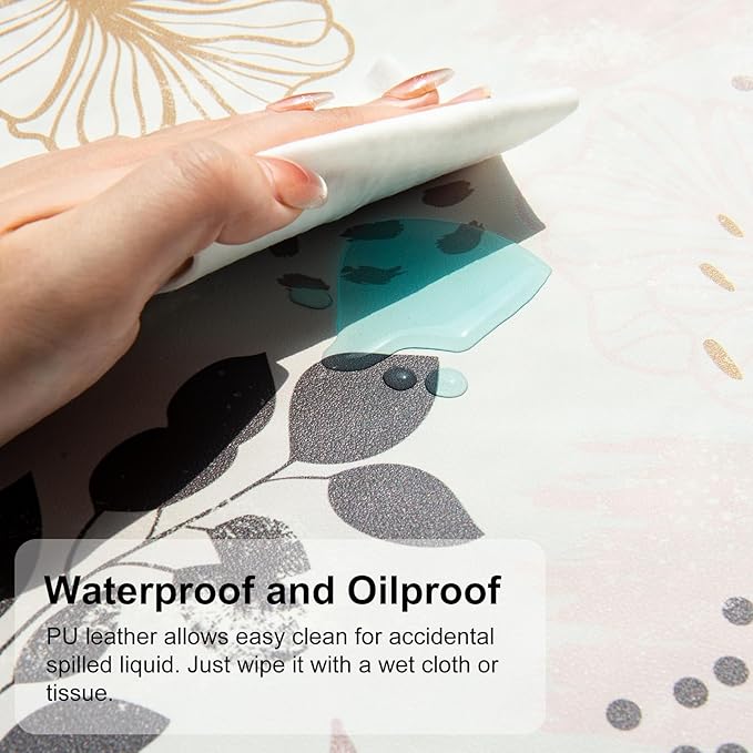 QIYI Large Mouse Pad for Desk, Cute Desk Mat for Desktop, Women Girls Office Décor Desk Accessories, PU Leather Waterproof Gaming Mousepad, Boho Botanical Desk Pad Computer Mat, 31.5" x 15.7"