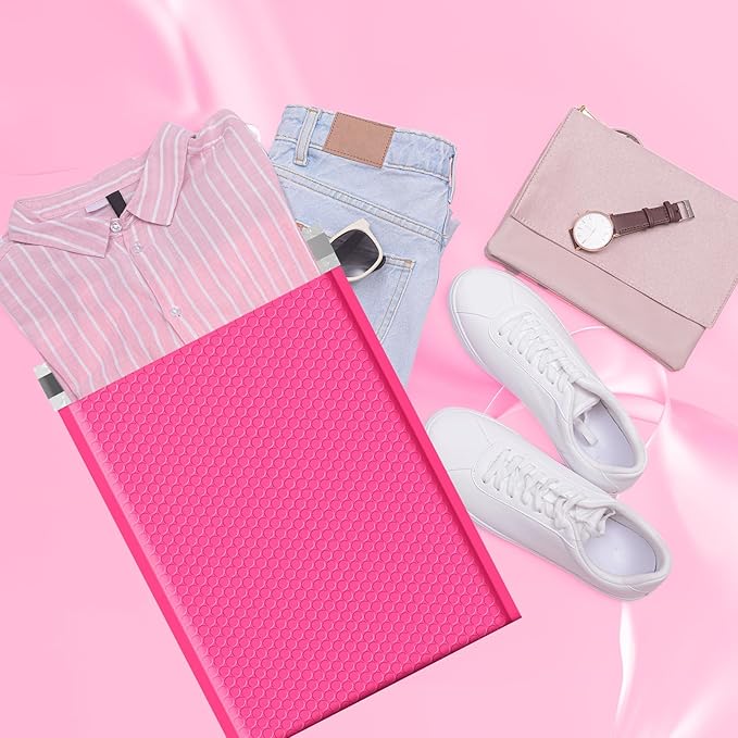 Fuxury Large Bubble Mailers 10.5x16" 40 Pack Self Seal Pink Padded Envelopes Waterproof Mailing Envelopes Bubble Padded Mailers for Packaging, Small Business #5