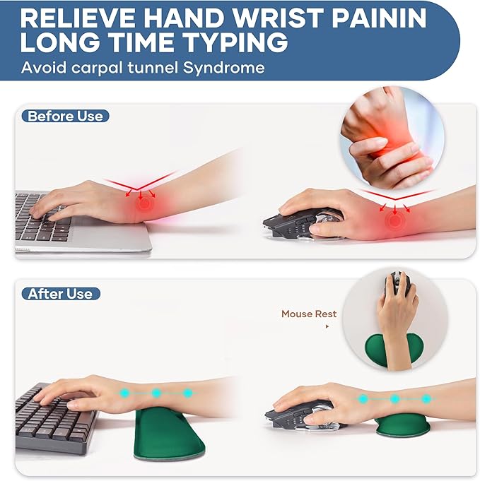 Office Ergonomic Memory Foam Computer Mouse and Keyboard Wrist Rest pad Support Carpal Tunnel, Wrist Rest for Keyboard and Mouse, Wrist Support Set