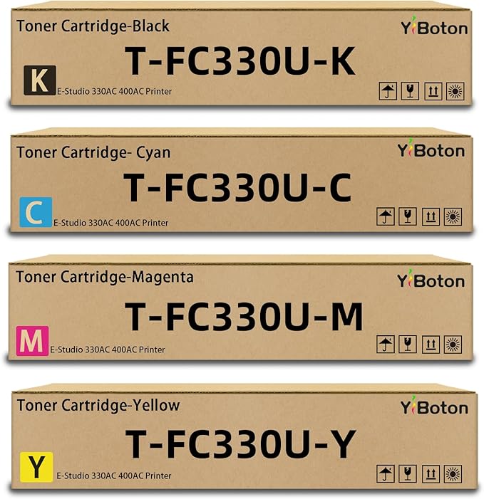 High Yield TFC330U T-FC330U Toner Cartridge Replacement for Toshiba T-FC330U-K T-FC330U-C T-FC330U-M T-FC330U-Y Toner Compatible for Toshiba Work with E-Studio 330AC 400AC Printer (4 Pack)