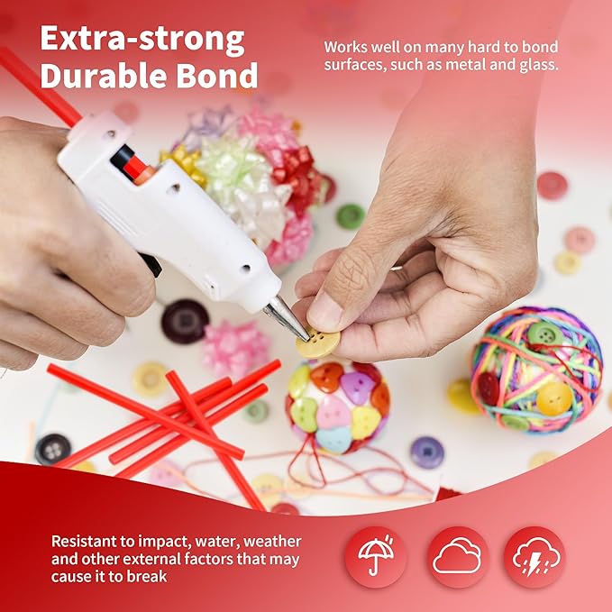 MATUFF Red Hot Glue Sticks Mini 0.27" x 5.9 inches, Colored Hot Melt Mini Glue Sticks for All Temperature Mini Glue Guns, for DIY Craft Arts and Wedding Cards, Stamp Sealing, Bulk Red hot Glue 60 Pack