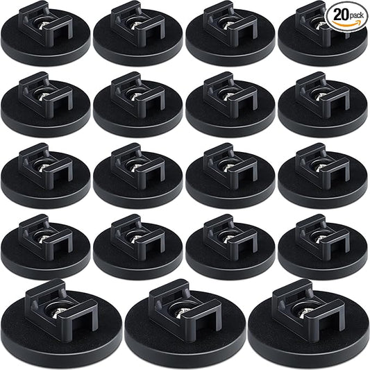 Yookeer 20 Pcs Magnetic Zip Tie Mount Base Black Magnetic Cable Clips Wire Holder Multipurpose Cable Ties Management Base Electrical Supplies for Wire (43 mm)