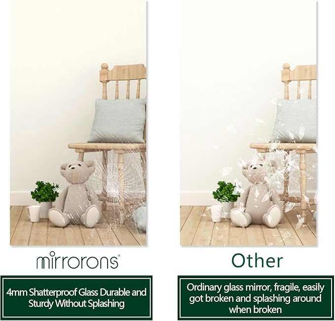 Mirrorons Large Mirror 60" x 28", Modern Rectangle Bathroom Mirror with Frameless Polished Edge, Hangs Horizontally or Vertically. Upgraded Shatterproof Bathroom Mirrors for Wall.