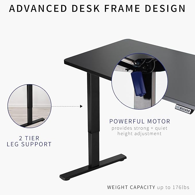 VIVO Electric 60 x 24 in Standing Desk, Memory Height Adjustment, 1B Series, One-Piece White Top, White Frame, DESK-KIT-1W6W