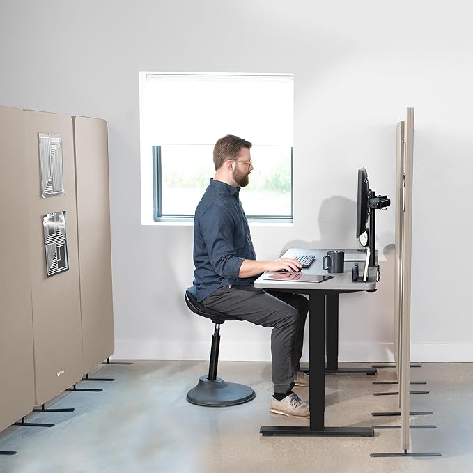 VIVO Freestanding 72 x 66 inch Privacy Panel, Cubicle Divider, Acoustic Wall Partition, x3 24 inch Panels, Beige, PP-3-T072BE