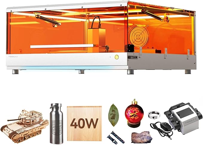 TOOCAA 40W Laser Engraver and Cutter Machine with No-Charge Software Air Assist,22" x 22" Bed Size, Enclosed Laser Engraver Cutting Machine for Tumblers Wood Metal Acrylic Leather