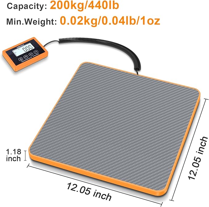 THINKSCALE Shipping Scale, 10g Precision Postal Scale - 440lb Capacity, Lightweight Postage Scale for Packages, Luggage, Mail, Ecommerce, Warehouse & Home, Battery & AC Adapter Included