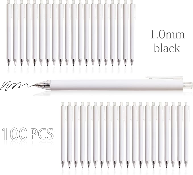 CRYLLIS Pens Bulk, 100Pack Black Pens,Black Ink Ballpoint Pens for Smooth Writing,No Smear,Office Supplies,Back to School Gifts,School Teacher,1.0mm
