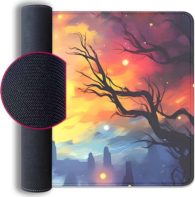 Black Cat Starry Night Mouse Pad Desk Mat,Large Extended Gaming Mouse Pad with Stitched Edges,Non-Slip Waterproof Rubber Base for Office,Computer,Keyboard,Laptop and Home Desk Pad(27.5X11.8 in)