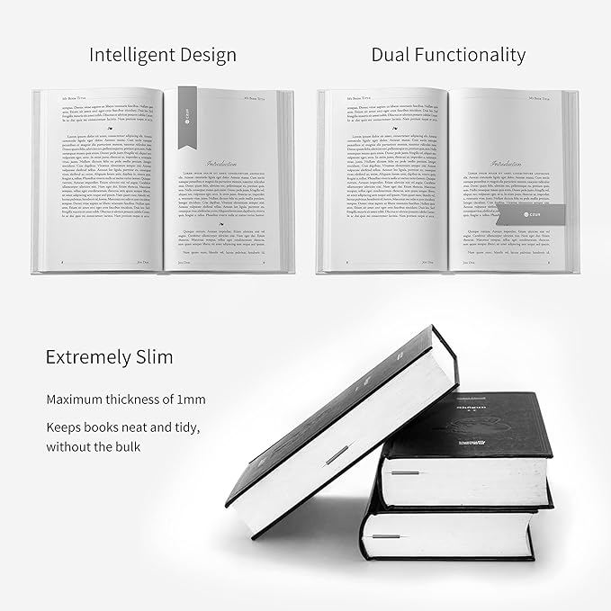 CZUR Metal Bookmark, Stylish Bookmarks, Teacher Valentine Gift, Unique Gift for Women, Men, Readers, Light&Durable Reward Bookmark with ANODIZING Technology, SuperGrip U-Shape Design-Dark Gray