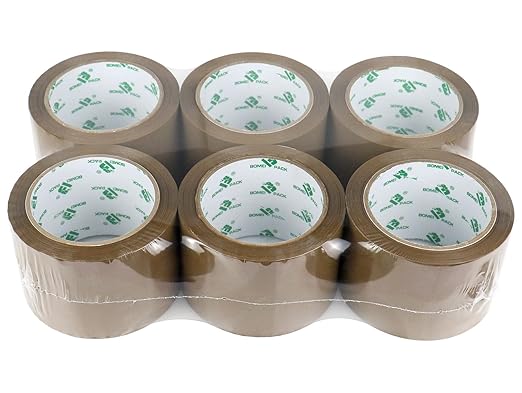 BOMEI PACK 3 inch Brown Packing Tape, 6 Refills Rolls Wide Packaging Tape for Moving, Shipping and Storage, 2.4 Mil x 60 Yards