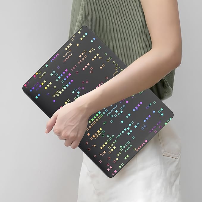 DTangLsm for M4 MacBook Air 13 inch Case 2025 2024-2022 M3 M2 A3240 A3113 A2681, Clear Plastic Hard Case for MacBook Air 13.6 inch Laser Print Laptop Shell&Keyboard Cover for Mac Air M4,Squares Black