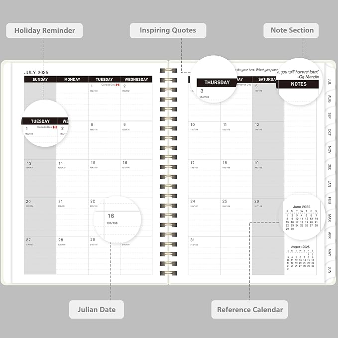 Planner 2025-2026, Weekly and Monthly Calendar Academic Planner (July 2025 - June 2026), Hardcover Teacher School Student Agenda with Tabs, Ideal for School Office Supplies, A5 (6.3" x 8.5")