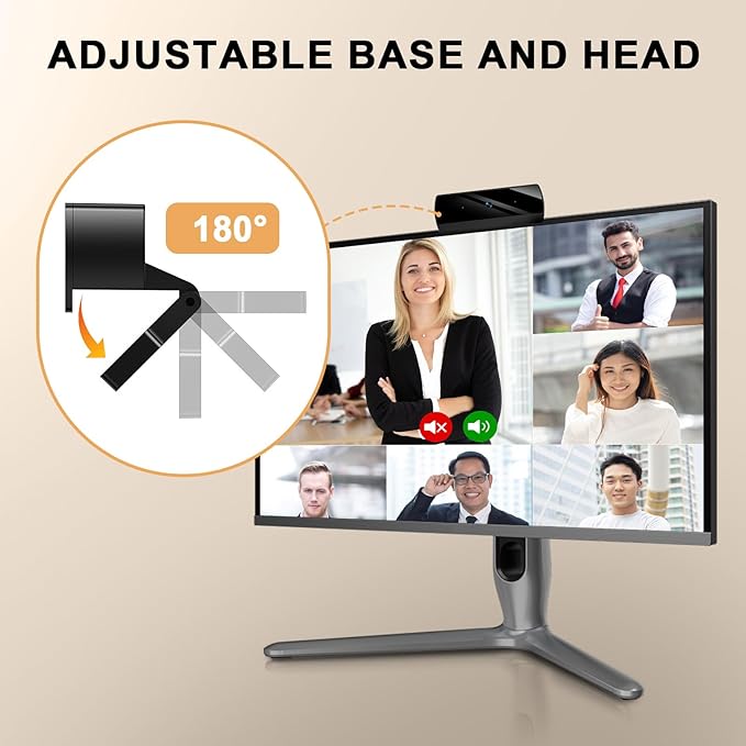 Webcam,Webcams for PC, Full HD 1080P Video Calling, HD Light Correction, Works with Skype, Zoom, FaceTime, Hangouts, PC/Mac/Laptop/MacBook/Tablet