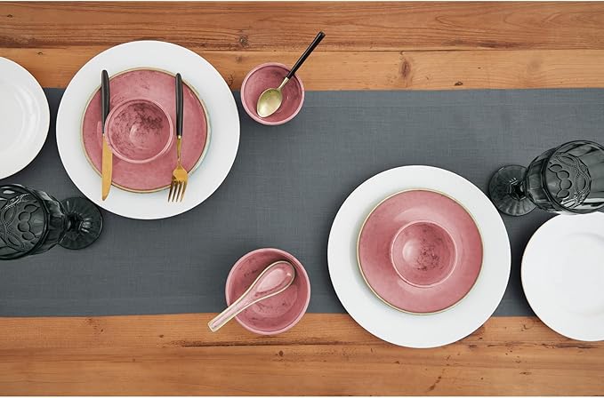 Solino Home Linen Table Runner 120 Inches Long - 100% Pure Linen Dark Grey Dining Table Runner 14 x 120 Inch for Fall, Autumn, Winter, Thanksgiving - Fete