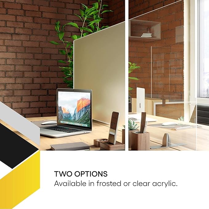 OBEX Acrylic Free Standing Screen, Divider for Desk Privacy Home & Office Partitions for Table Top Workstation, Portable Cubicle Panel for Work, 12" x 60", Clear