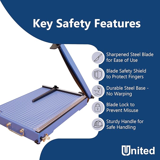 United Office Products T15 Commercial Guillotine Paper Trimmer, Sturdy Metal Base, 15" Cut Length, 15 Sheet Capacity, Paper Cutter for Offices, Schools and Crafts