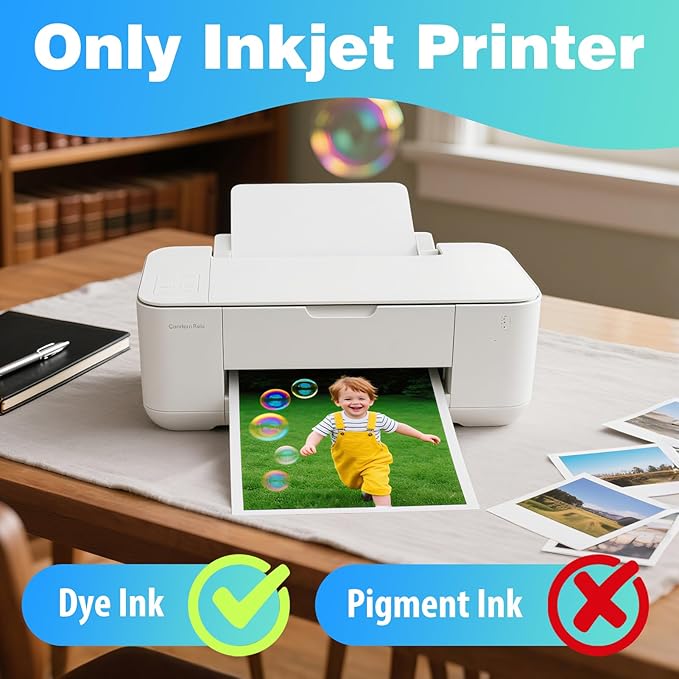 Uinkit 200Gsm 40 sheets 8.5 X 11 Double Sided Photo Paper Glossy 8.5x11 54lbs Inkjet for Dye Ink 200Gsm 9.13Mil for Inkjet Printing Printer (40, 8.5x11)