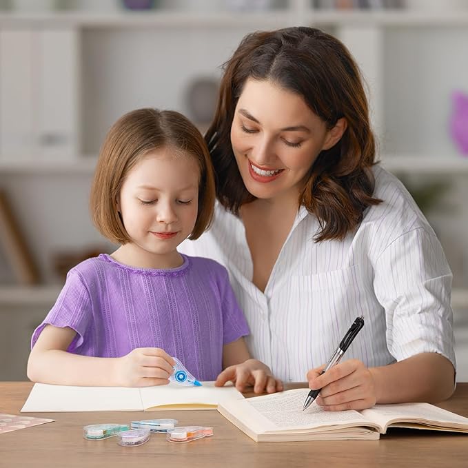 6 Pcs Colorful Core Correction Tape, 18.04 Ft White Wrong Out Tear-Resistant Bulk, Instant Corrections Easy To Use Applicator for School, Office, Note Taking, Journal (Tape Width 0.2 in)