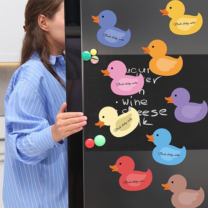 12 Pcs Duck Sticky Notes Small Duck Shaped Note Pads Colorful Animal Self Sticky Post Notes Cute Duck Memo Sticky Tabs for School Office Home Stationery Supplies Party Favors