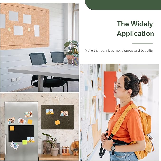 YOKIVE Felt Bulletin Board, 48 x 36 -Inch Foldable Decorative Pin Board Self Adhesive Felt Cork Board with 20 Pushpins, Great for Wall, Photo Display, Paste Note, Schedule(Gray)