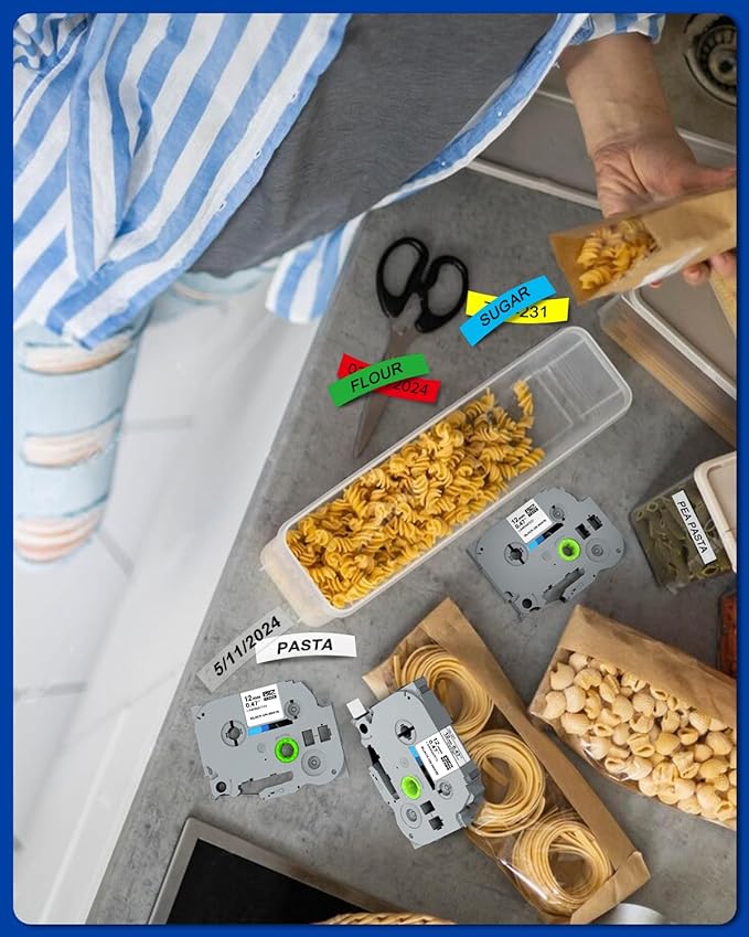 PTD210 Tape TZe131 TZe231 TZe431 TZe531 TZe631 TZe731 P Touch Label Tape 12mm 0.47 Laminated Tape Compatible P-Touch PTH110 PTH100 PTD210 PTD200 PTD400AD PTD600 Label Maker (6 Pack Combo Set)