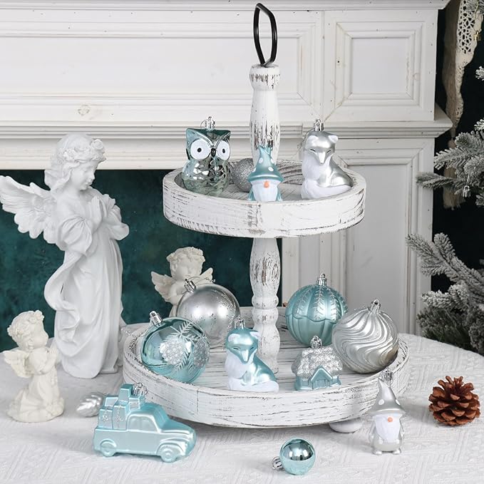 Blue and Silver Christmas Ornaments Set, 75PCS Shatterproof Christmas Decorations, Assorted Xmas Tree Hanging Ornaments for Christmas Tree, Holiday, Party Decor (Blue & Silver)