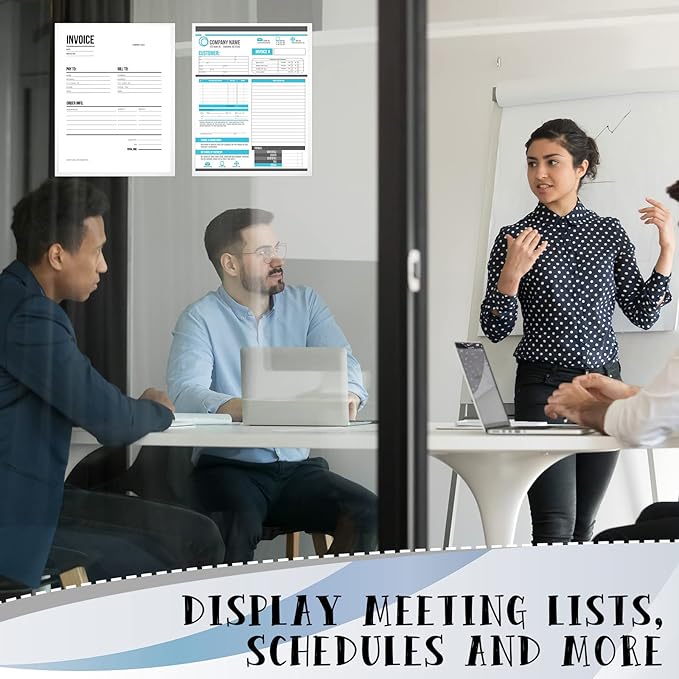 Gueevin 300 Pcs 8.5 x 11 Inch Self Adhesive Display Pockets - Peel and Stick Clear Paper Sleeves for Wall and Door Communication - Letter Size Plastic Sheet Protector