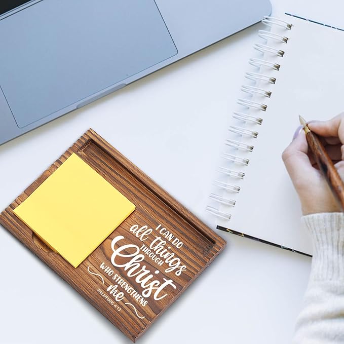 I Can Do All Things Sticky Note Holder, Christian Desk Organizer for Religious Social Worker Therapist Counselor Educators Gift for Office Self-Stick Note Pad Holders EDP105
