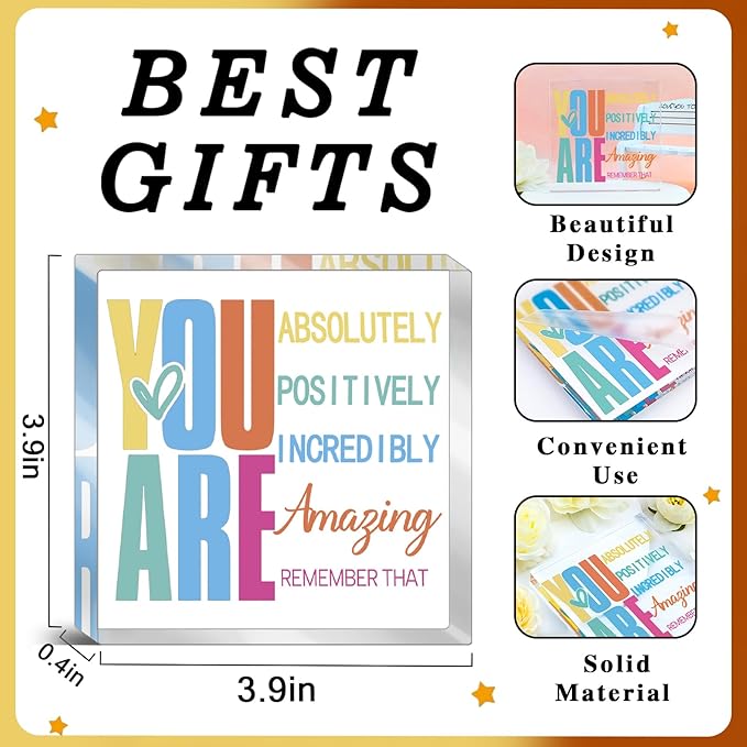 Inspirational Acrylic Desk Decor Gifts For Women Men Motivational Desk Decor Cheer Gifts Encouragement Uplifting Cheer Up Gift for Female Coworkers Friends Office Decors Shelf Table Decoration