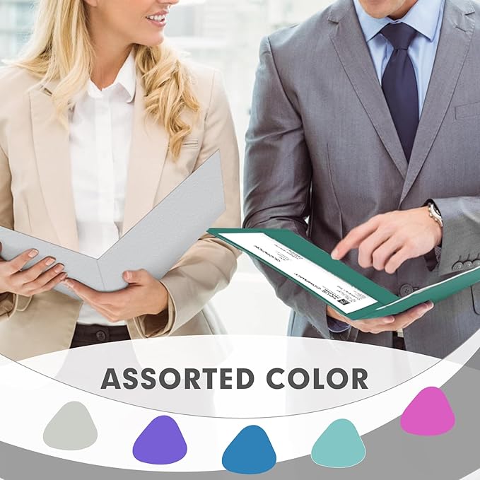 Two Pocket Folders, PANDRI 125 Pack 2 Pocket Folders, Letter Size Paper File Folder for School Office Home Business, Assorted 5 Colors