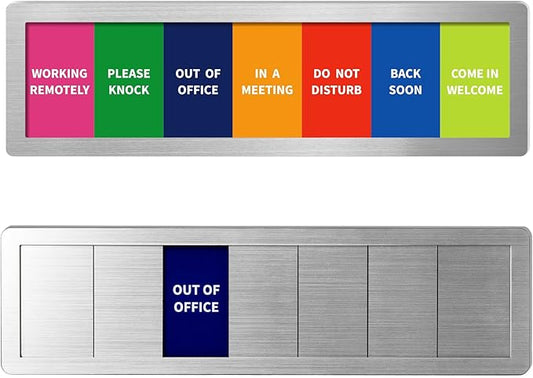 Office Door Signs,7 Options-Do Not Disturb, Out of Office, In a Meeting, Working Remotely,Please Knock, Back Soon, Come in Welcome Privacy Door Signs Available and Away for Conference Room & Meeting