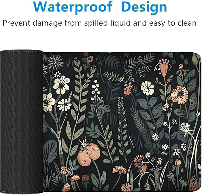 Floral Gaming Mouse Pad Desk Pad Aesthetics Flower Plant Weeds XL Mouse Pad Large Mousepad Extended Laptop Keyboard Mat Gaming Desk Pad Mouse Mat Office Computer Keyboard Laptop Home 31.5"x11.8"