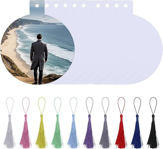 Sublimation Bookmark Blanks 10 PCS 4 Inch Aluminum Metal Round 1MM Thickness Booksmarks for Double-Side Heat Transfer