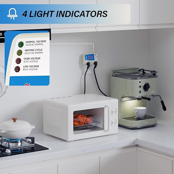 BSEED Voltage Protector, 3 Outlet Plug in Surge Protector for Home Appliance Multi Function Plug with Protection Wall Mount Power Suppressor for TV/PC/Refrigerator 125V, 1875W, 1 Pack